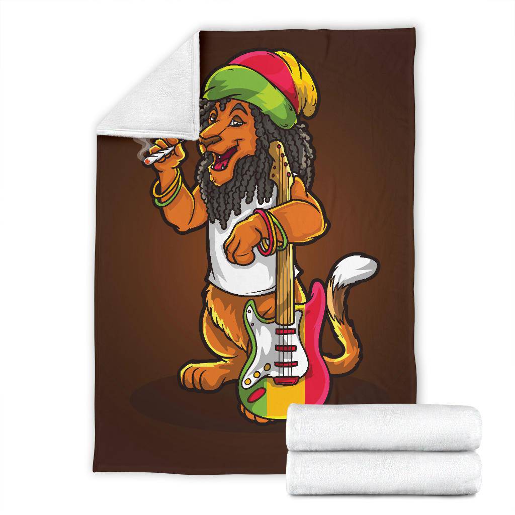 Musician Rasta Lion Smoking Cannabis Weed Premium Blanket - Top Content | POD Collection | Free Shipping