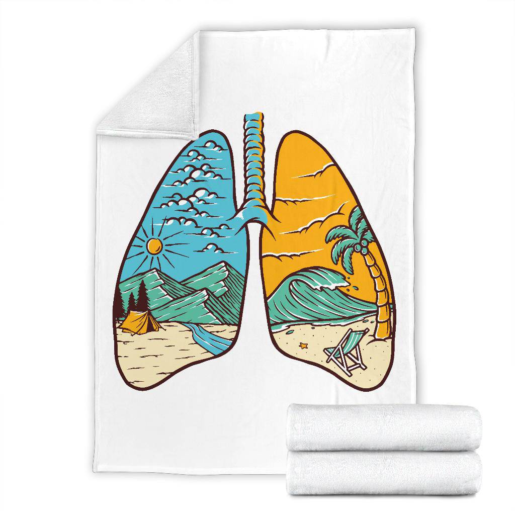 Natural Beach Camping Inside Lung Illustration Premium Blanket - Top Content | POD Collection | Free Shipping