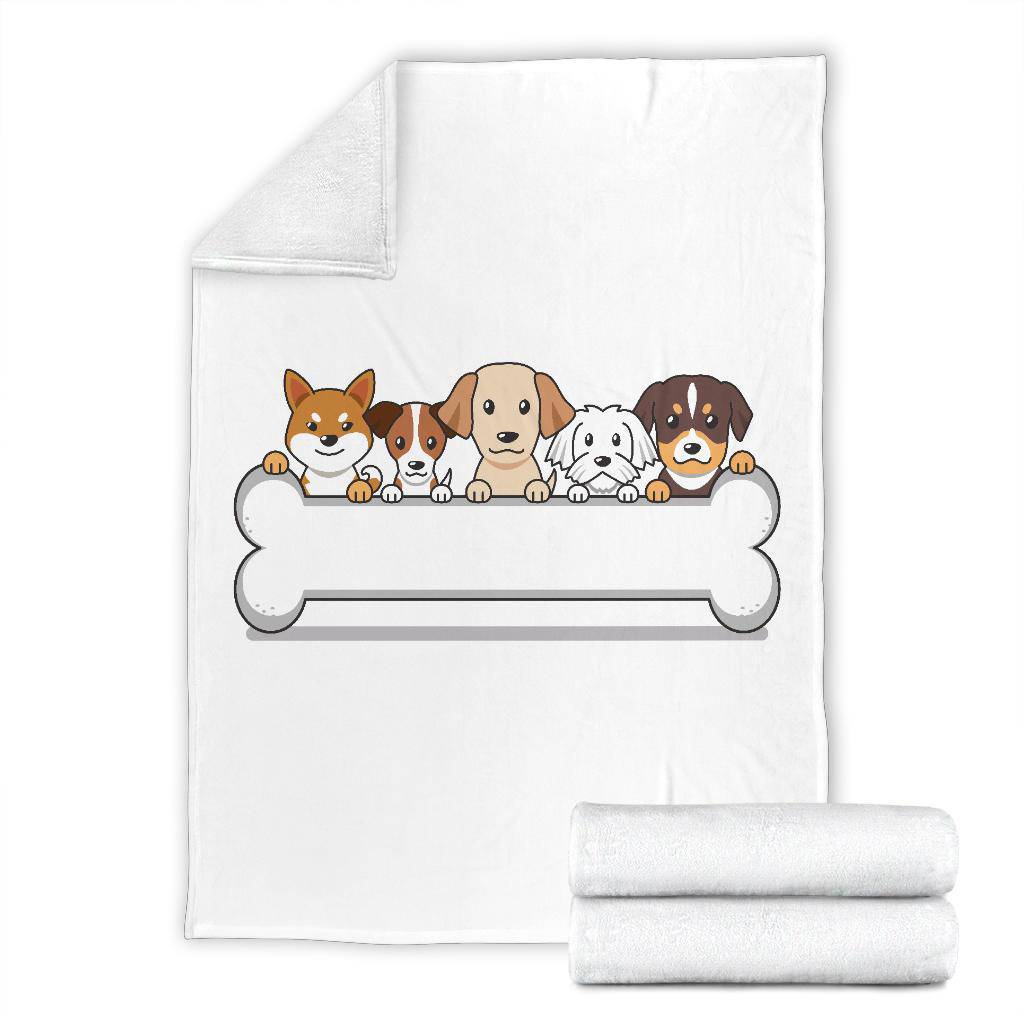 Premium Blanket Cute Dog Friends Bone Cartoon Illustration - Top Content | POD Collection | Free Shipping