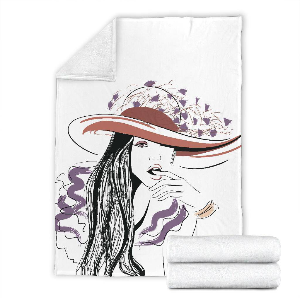 Sexy Girl with Hat and Long Hair Premium Blanket - Top Content | POD Collection | Free Shipping