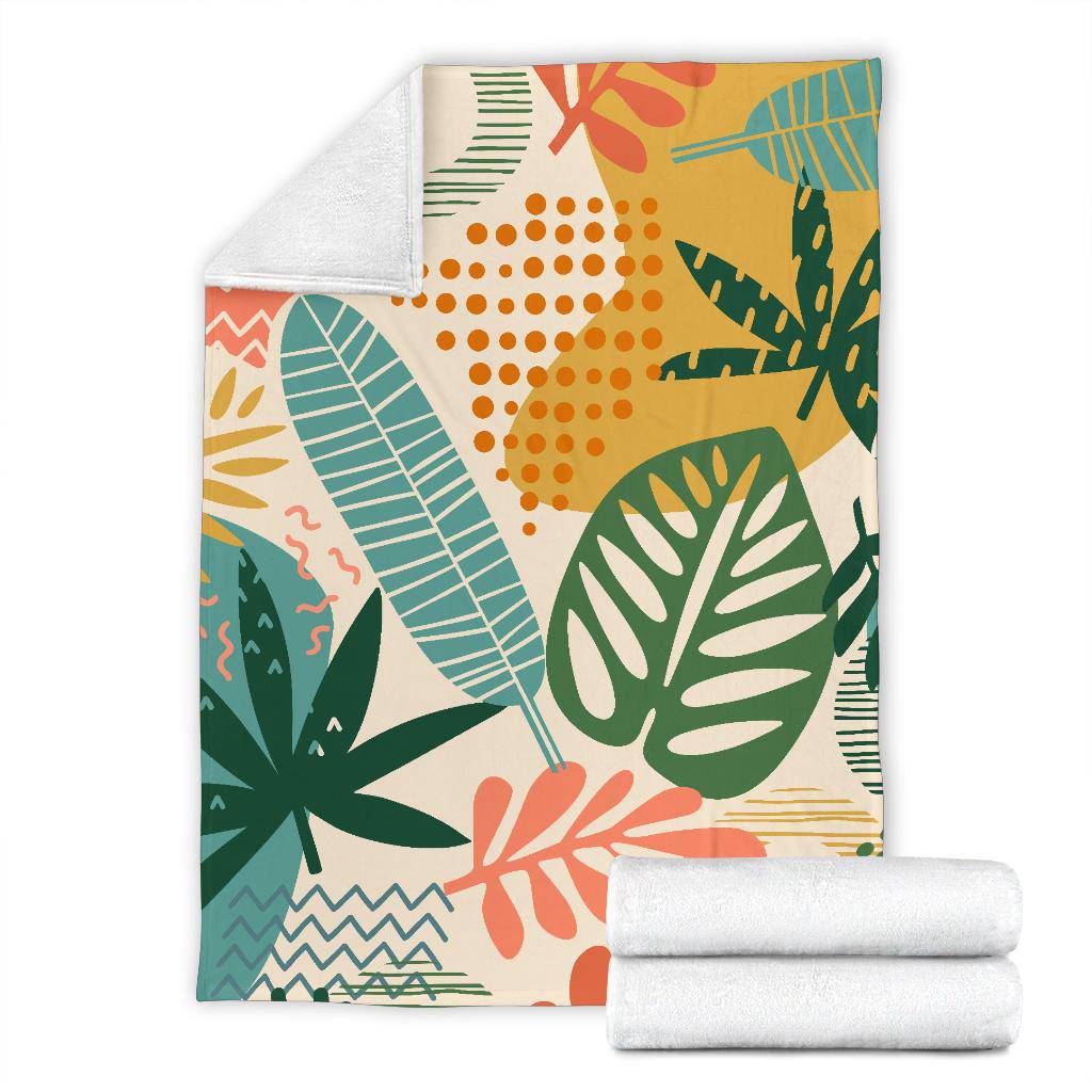 Tropical Leaves Nature Hand Drawn Premium Blanket - Top Content | POD Collection | Free Shipping