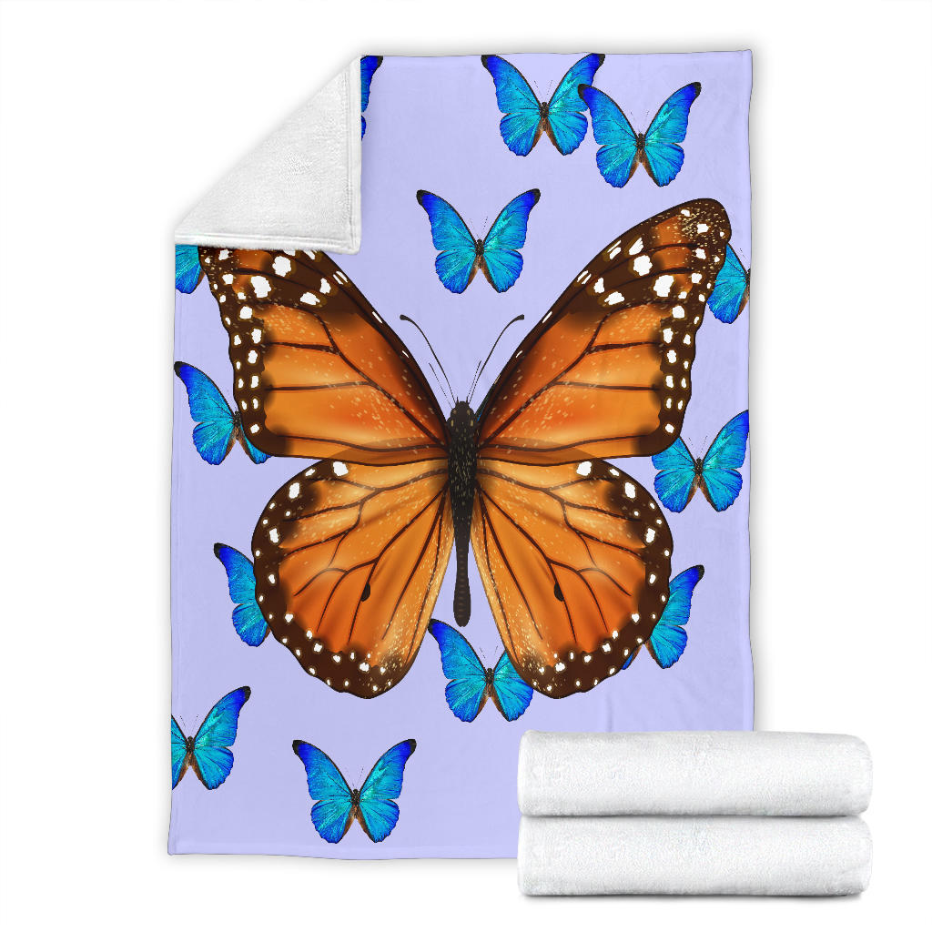 big butterfly with blue butterflies blanket - Top Content | POD Collection | Free Shipping