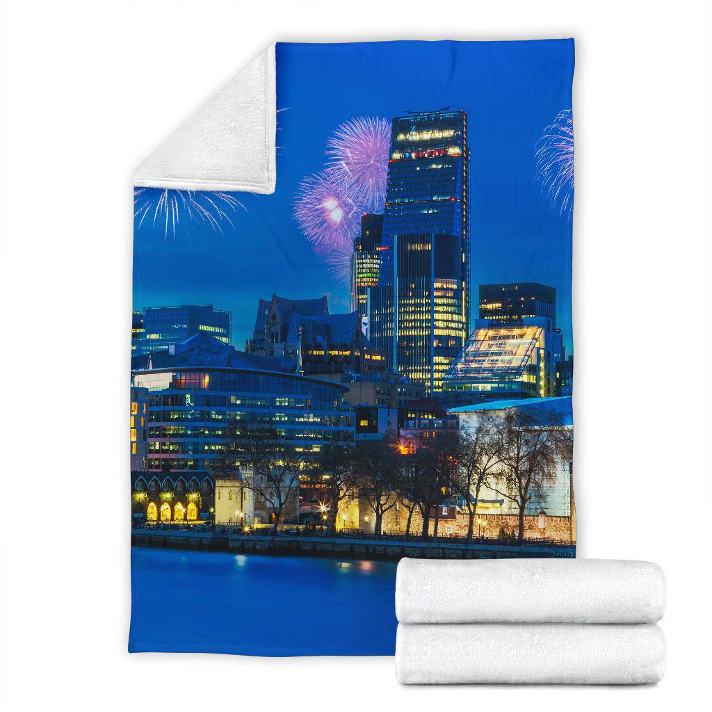 London Skyline Night Fireworks City Lights Travel Premium Blanket - Top Content | POD Collection | Free Shipping