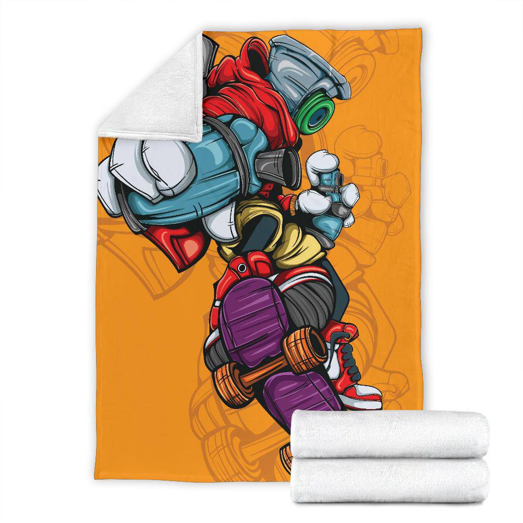 Spray can Character with Skate Board, Graffiti Premium Blanket - Top Content | POD Collection | Free Shipping