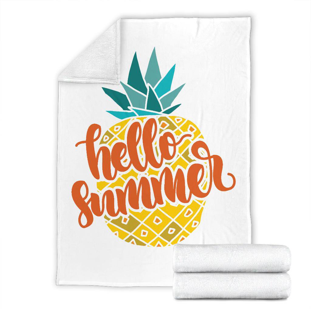 Pineapple Hello Summer Quotes Premium Blanket - Top Content | POD Collection | Free Shipping