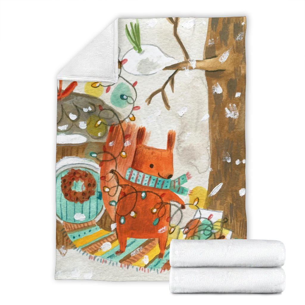 christmas sqourl ilustration blanket - Top Content | POD Collection | Free Shipping