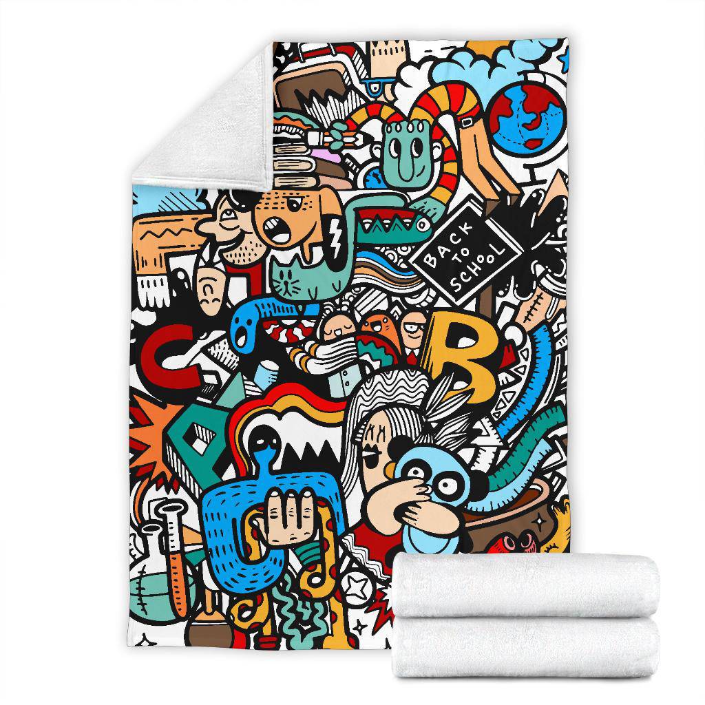 Back to School Graffiti Art Cartoon Premium Blanket - Top Content | POD Collection | Free Shipping