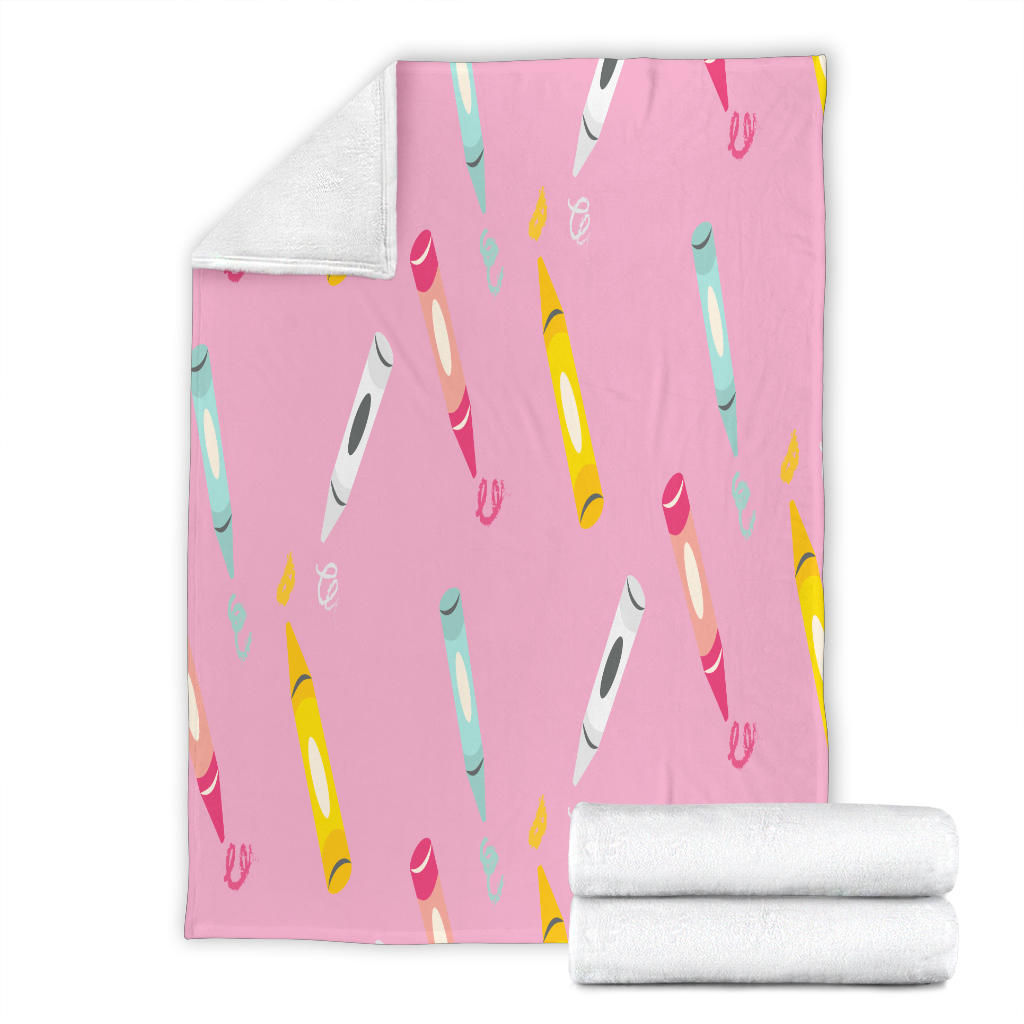 Pink Crayon Fleece Blanket