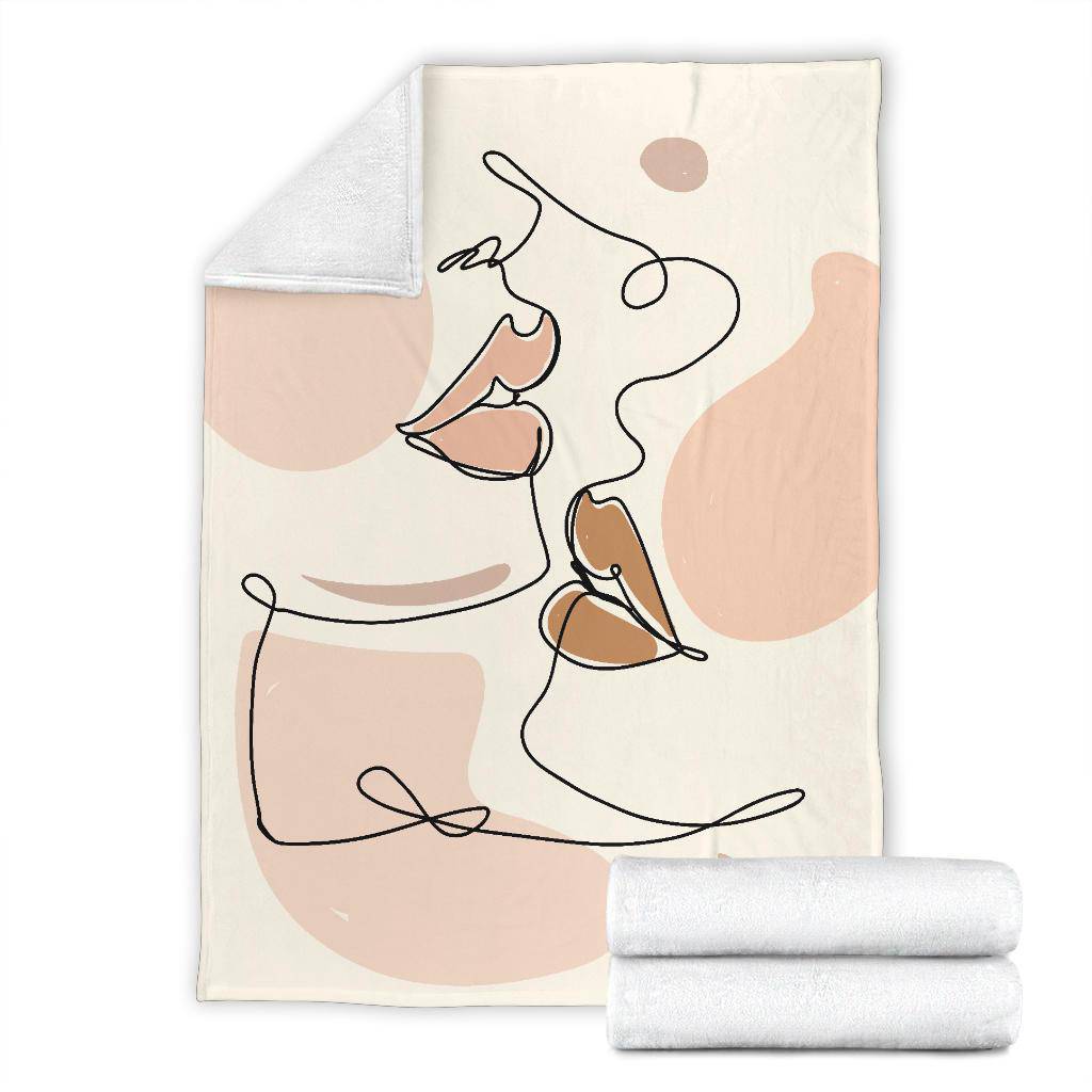 Abstract Beige Woman Lips Art Premium Blanket - Top Content | POD Collection | Free Shipping