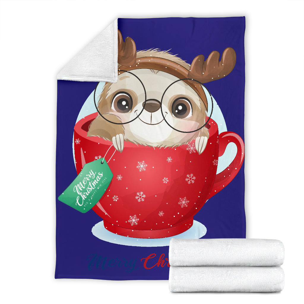 cute doodle sloth christmas day with watercolor blue blanket - Top Content | POD Collection | Free Shipping