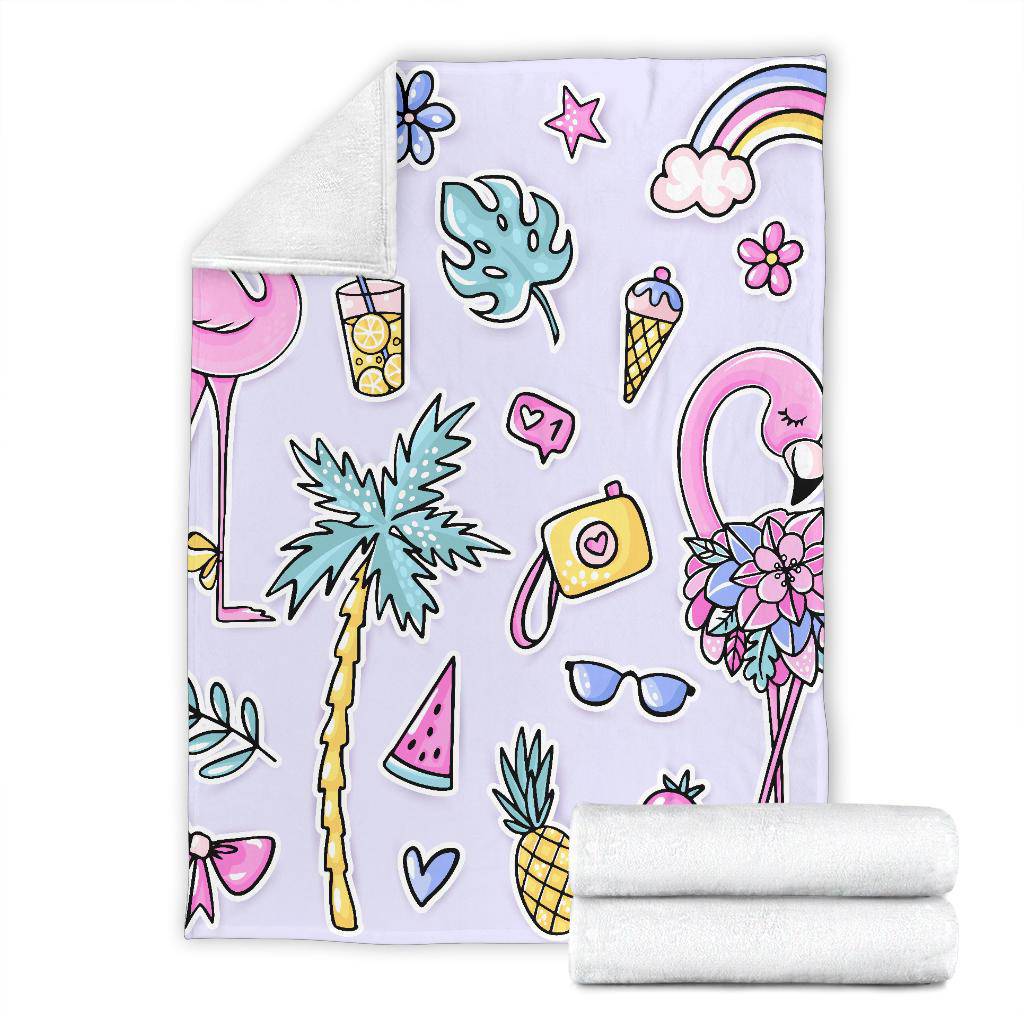 Cute Seamless Pattern Premium Blanket, Flamingo Pink Cartoon - Top Content | POD Collection | Free Shipping