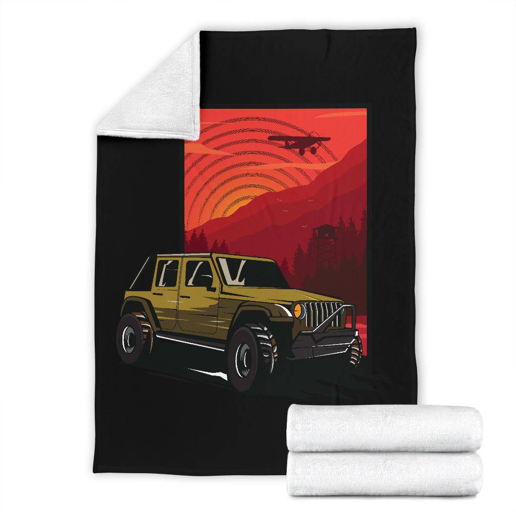 Sunset Car 4x4 Adventure Premium Blanket - Top Content | POD Collection | Free Shipping