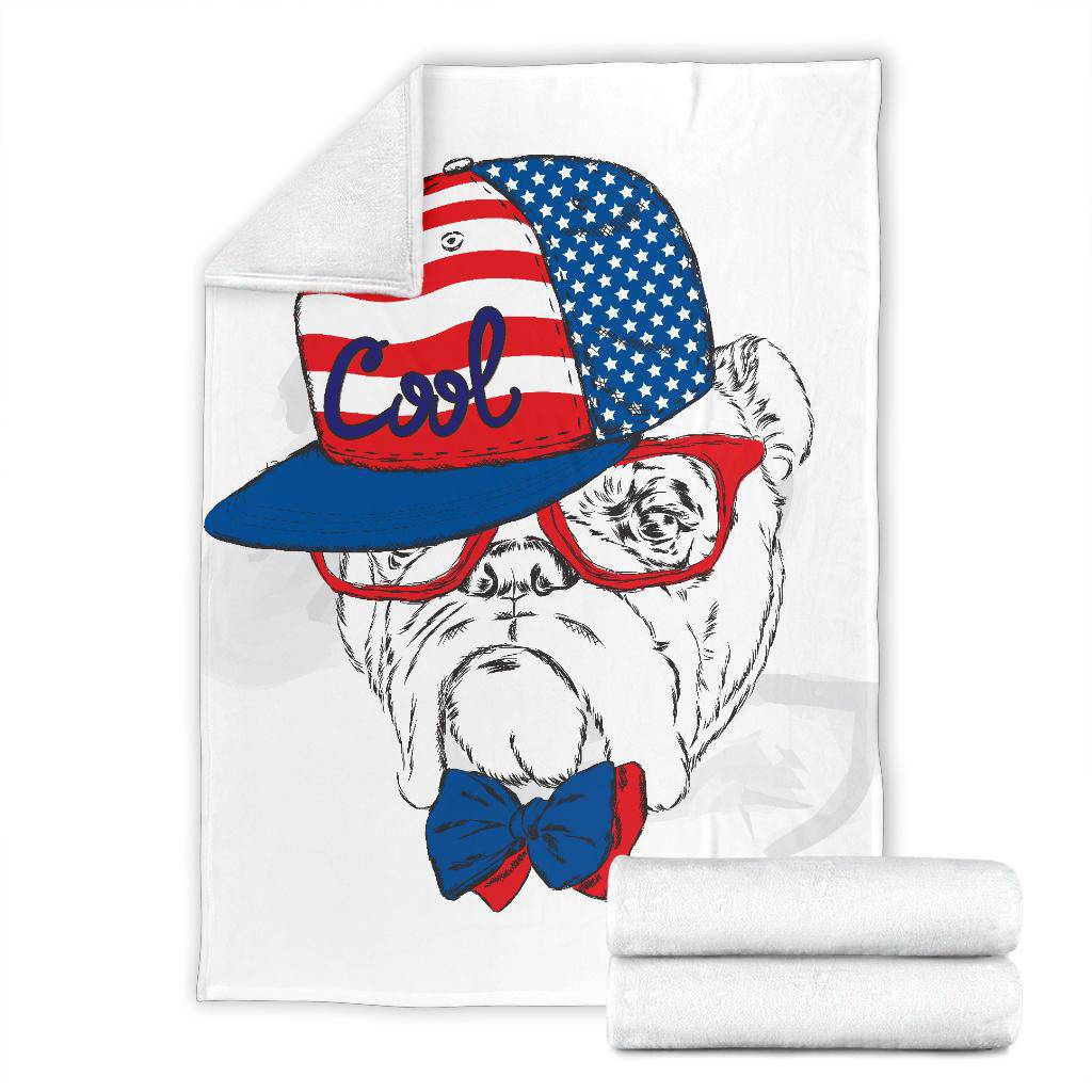 Stylish Snapback American Dog Premium Blanket - Top Content | POD Collection | Free Shipping