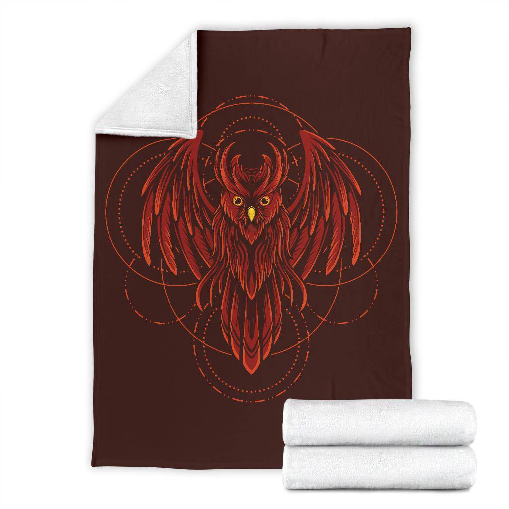 Red Owl Geometric Cartoon Style Premium Blanket - Top Content | POD Collection | Free Shipping