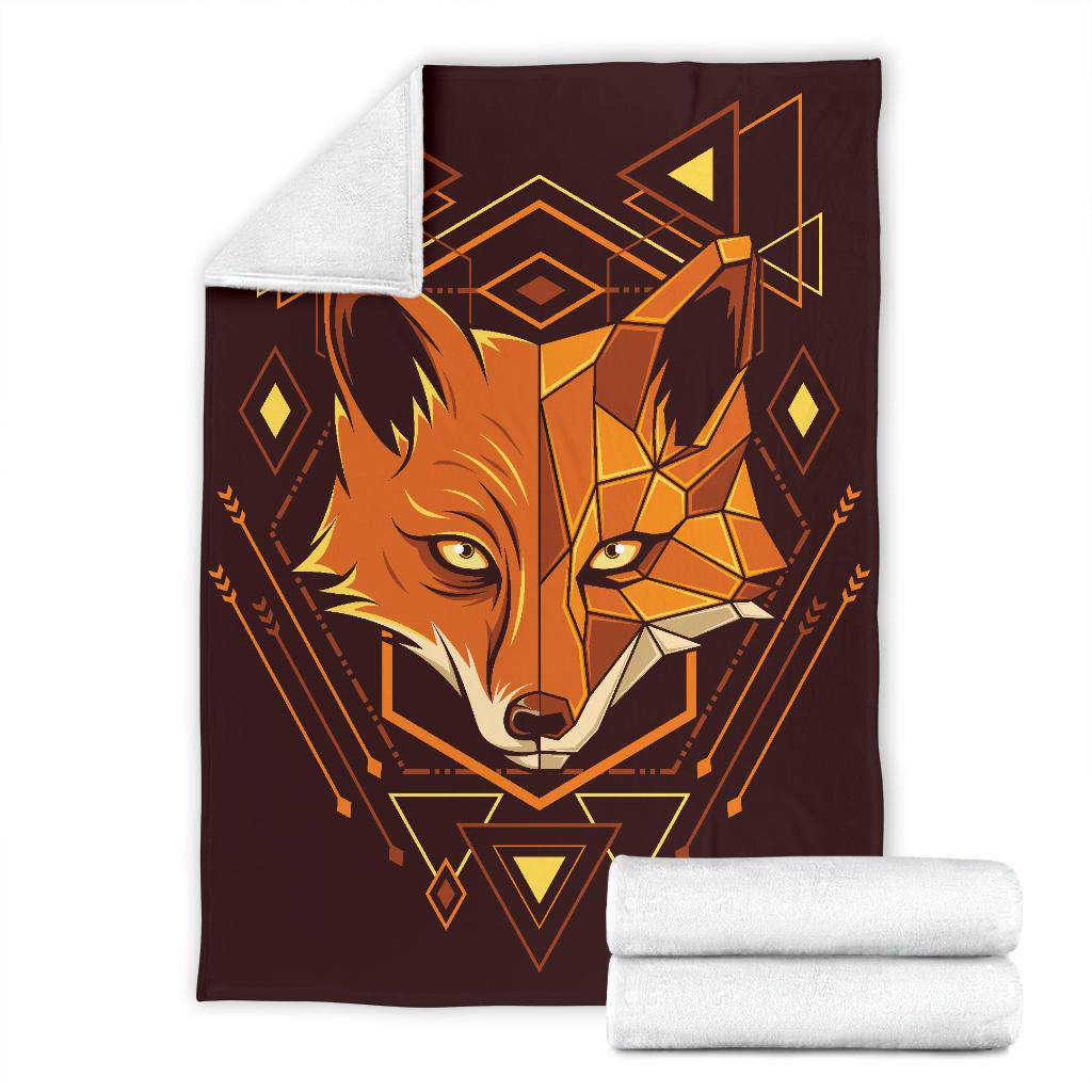 Ornamental Art Fox Head Geometry Premium Blanket - Top Content | POD Collection | Free Shipping