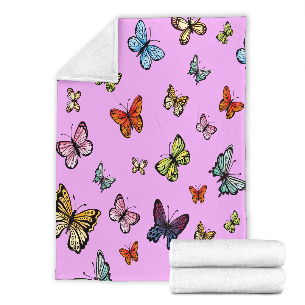 colorful butterflies collection pink blanket - Top Content | POD Collection | Free Shipping