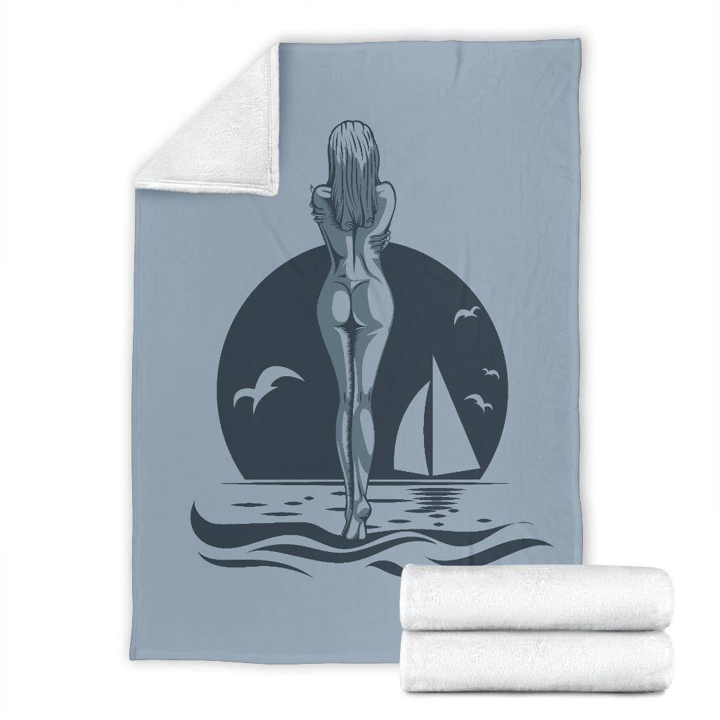 Nude Girl At Sea Sunset Art Premium Blanket - Top Content | POD Collection | Free Shipping