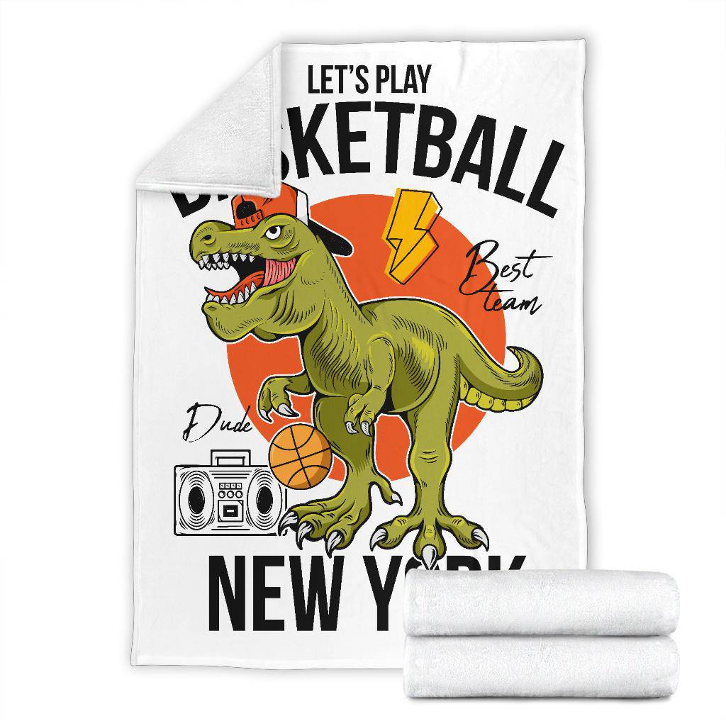 Basketball T-rex Dinosaur New York Team Premium Blanket - Top Content | POD Collection | Free Shipping