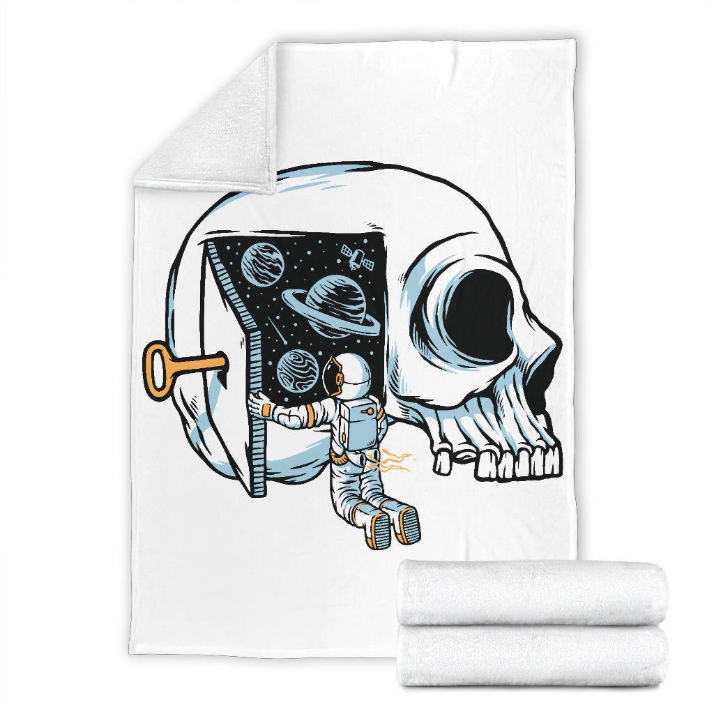 Premium Blanket Skull Astronaut Opening Universe Door - Top Content | POD Collection | Free Shipping