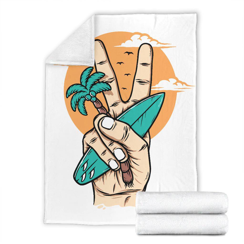 Surfing Sunrise Cartoon Premium Blanket, Feel Peace On The Beach - Top Content | POD Collection | Free Shipping