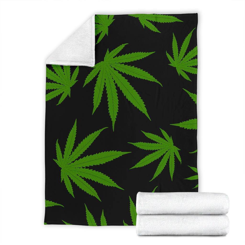 Green Cannabis Weed Marijuana Leaves Pattern Premium Blanket - Top Content | POD Collection | Free Shipping