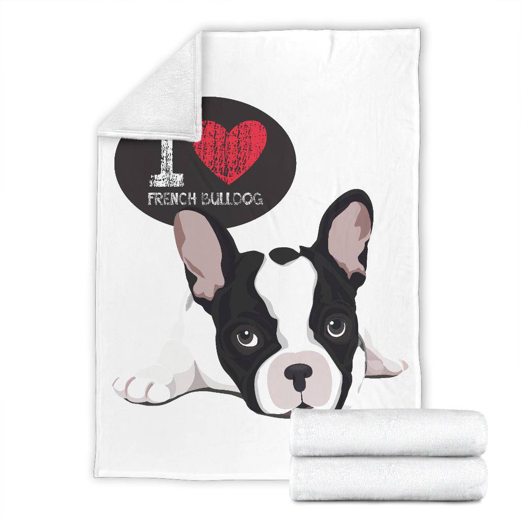 I Love French Bulldog, Cute Dog Cartoon Illustration Premium Blanket - Top Content | POD Collection | Free Shipping