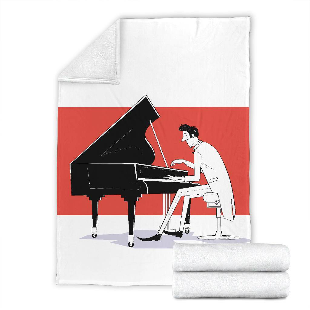 Pianist Cartoon Drawing, Musician Premium Blanket - Top Content | POD Collection | Free Shipping