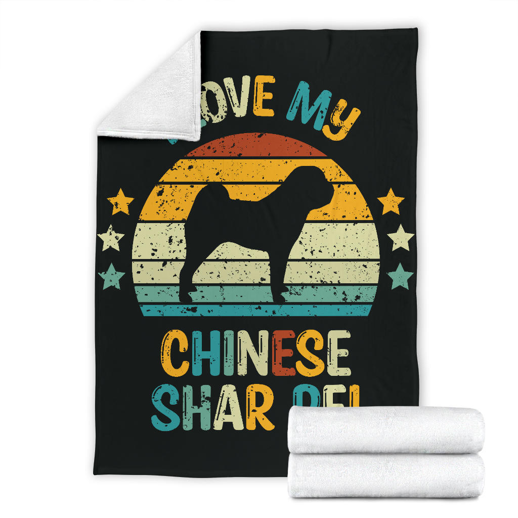 Chinese Shar Pei Blanket, Chinese Shar Pei Retro Blanket, Chinese Shar Pei Throw Blanket, Chinese Shar Pei Gifts