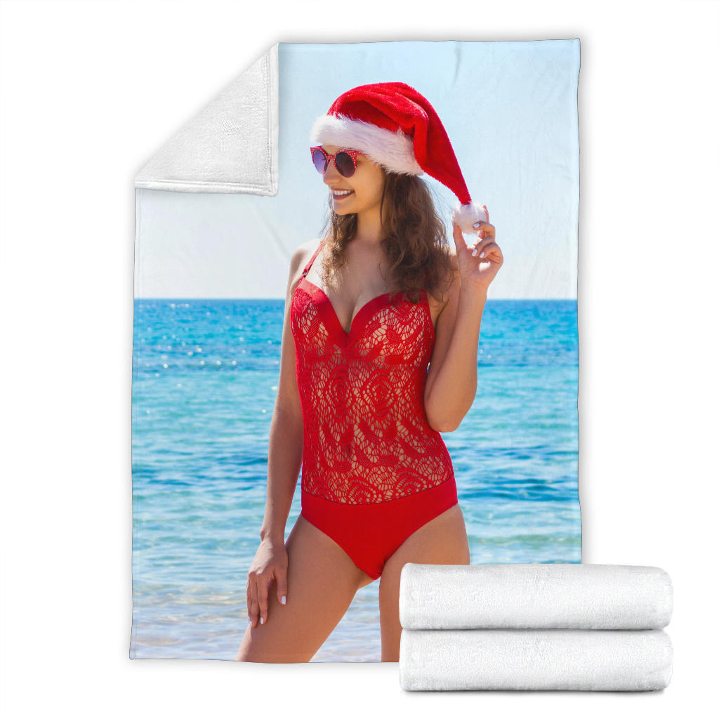 happy christmas girl at the beach blanket - Top Content | POD Collection | Free Shipping