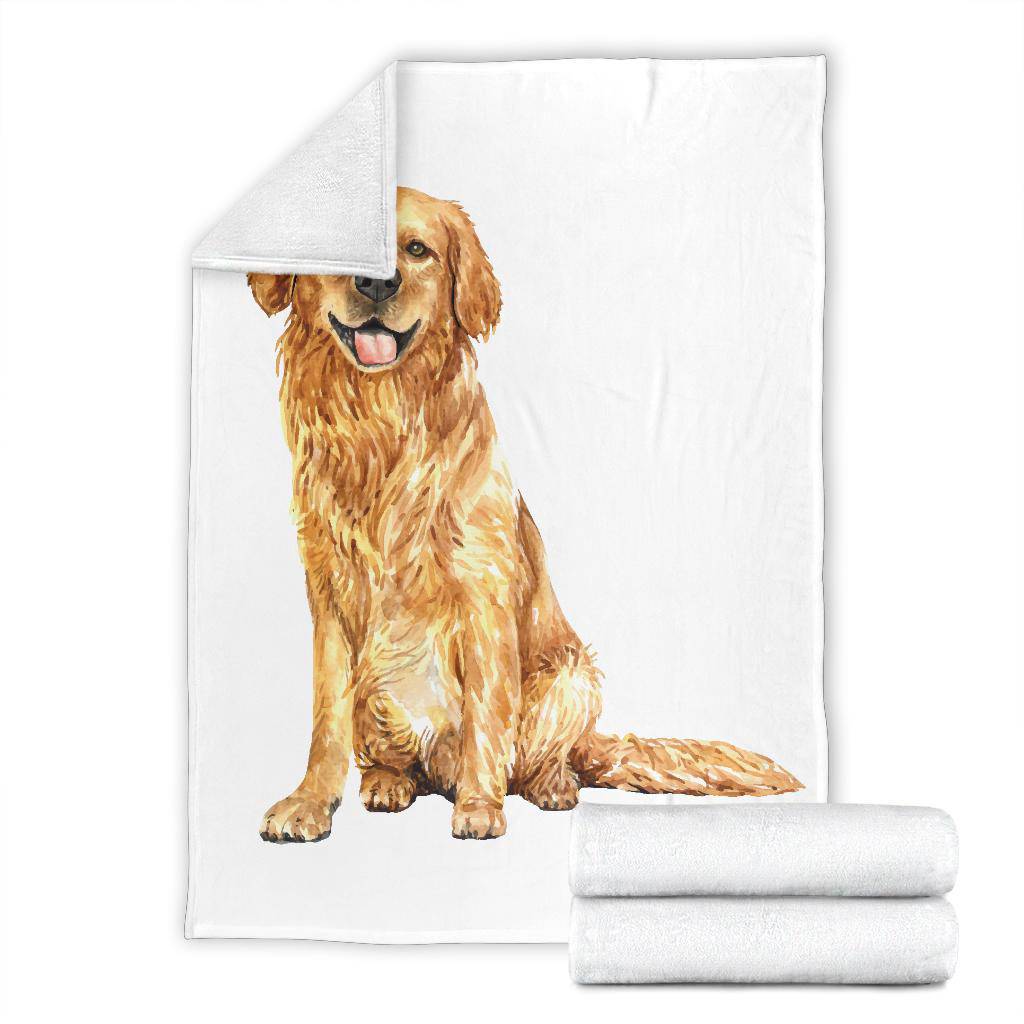 Hand Drawn Golden Retriever Premium Blanket, Watercolour Illustration - Top Content | POD Collection | Free Shipping