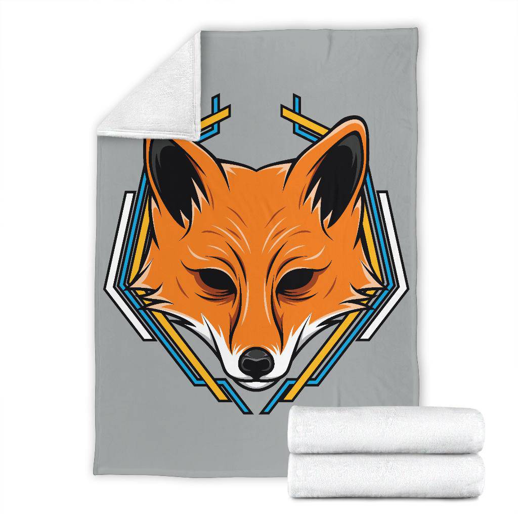 Geometric Fox Head Cartoon Premium Blanket - Top Content | POD Collection | Free Shipping