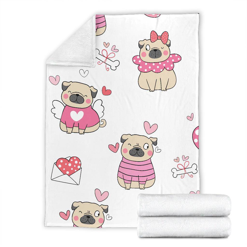 Cute Pink Pub Dog, Valentines Day Love Gift Premium Blanket - Top Content | POD Collection | Free Shipping