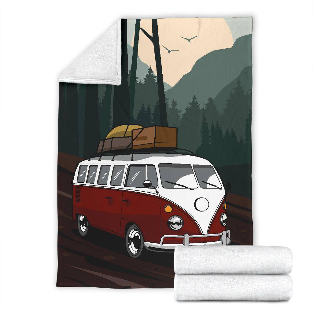 Forest Vacation Van Cartoon Premium Blanket - Top Content | POD Collection | Free Shipping