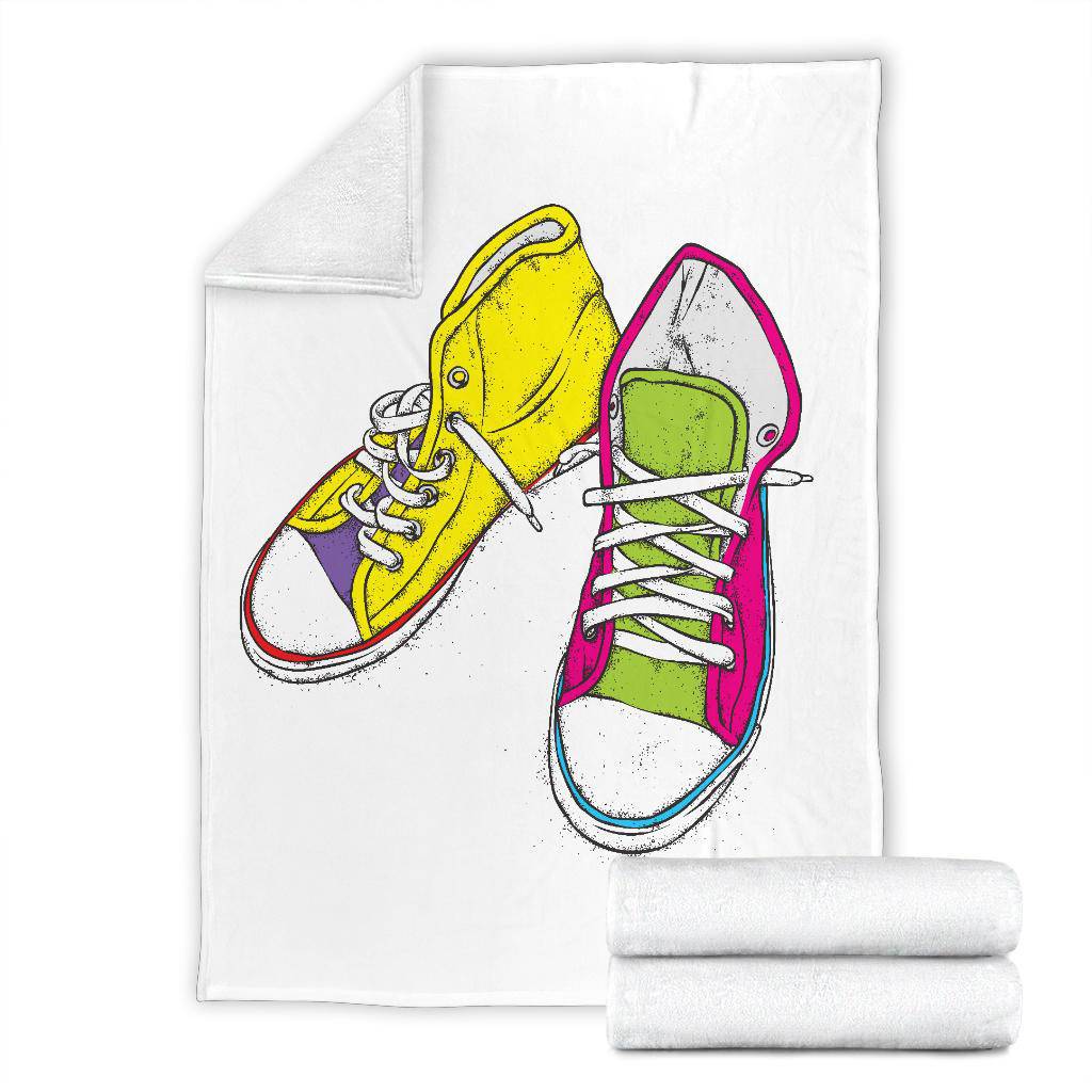 Colourful Pair Of Sneakers Cartoon Illustration Premium Blanket - Top Content | POD Collection | Free Shipping