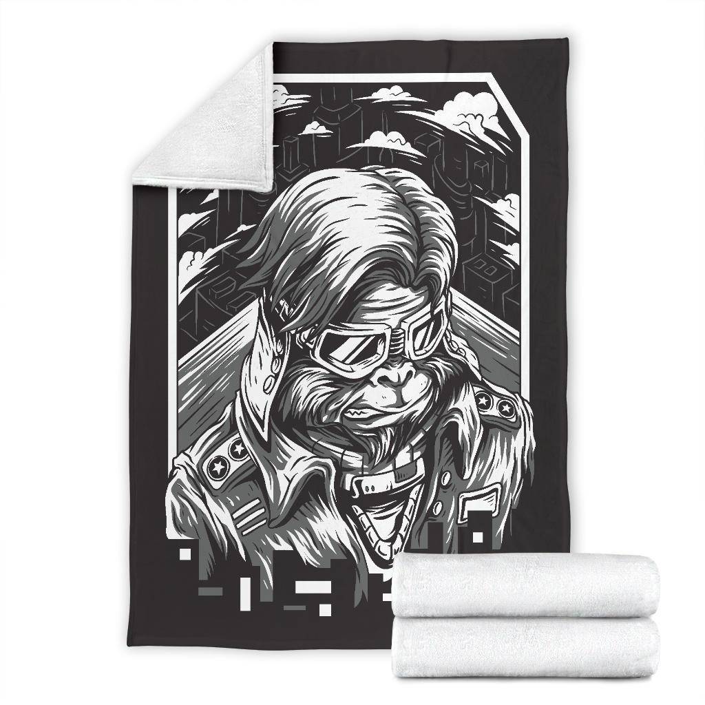 Space Monkey Black and White Art Premium Blanket - Top Content | POD Collection | Free Shipping