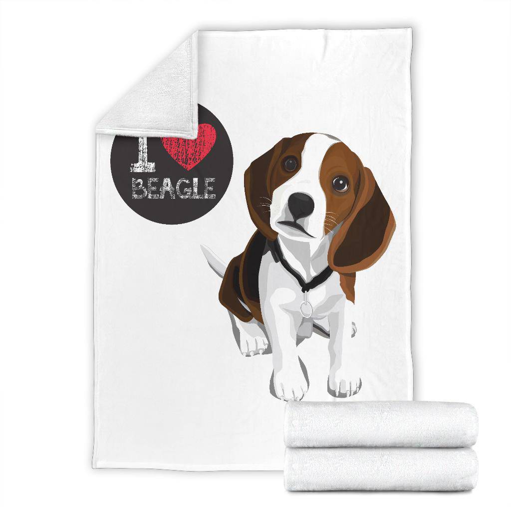 I Love Beagle, Your Pet Dog Cartoon Illustration Premium Blanket - Top Content | POD Collection | Free Shipping