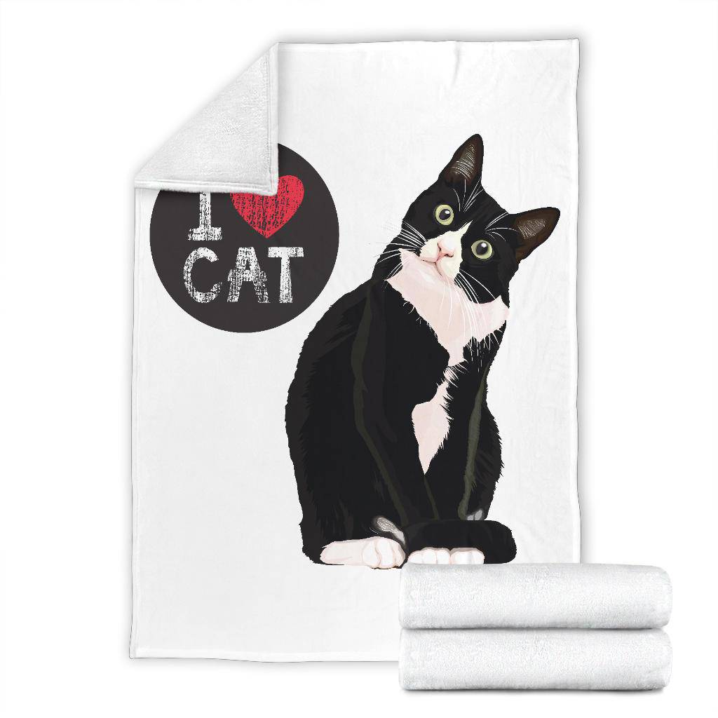 I Love My Cat, Cute Cartoon Illustration Premium Blanket - Top Content | POD Collection | Free Shipping