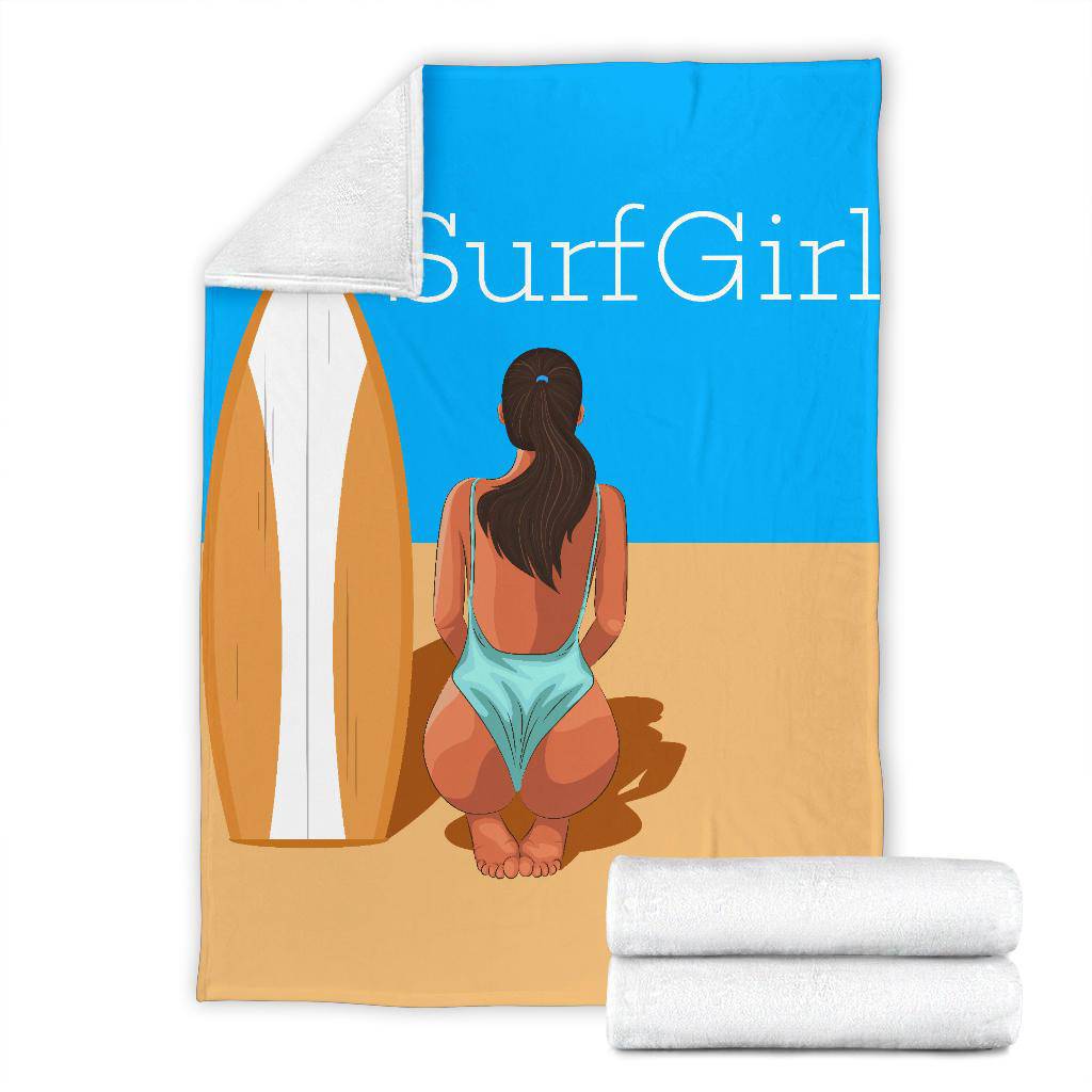 Surf Girl Beach Sand Cartoon Premium Blanket - Top Content | POD Collection | Free Shipping