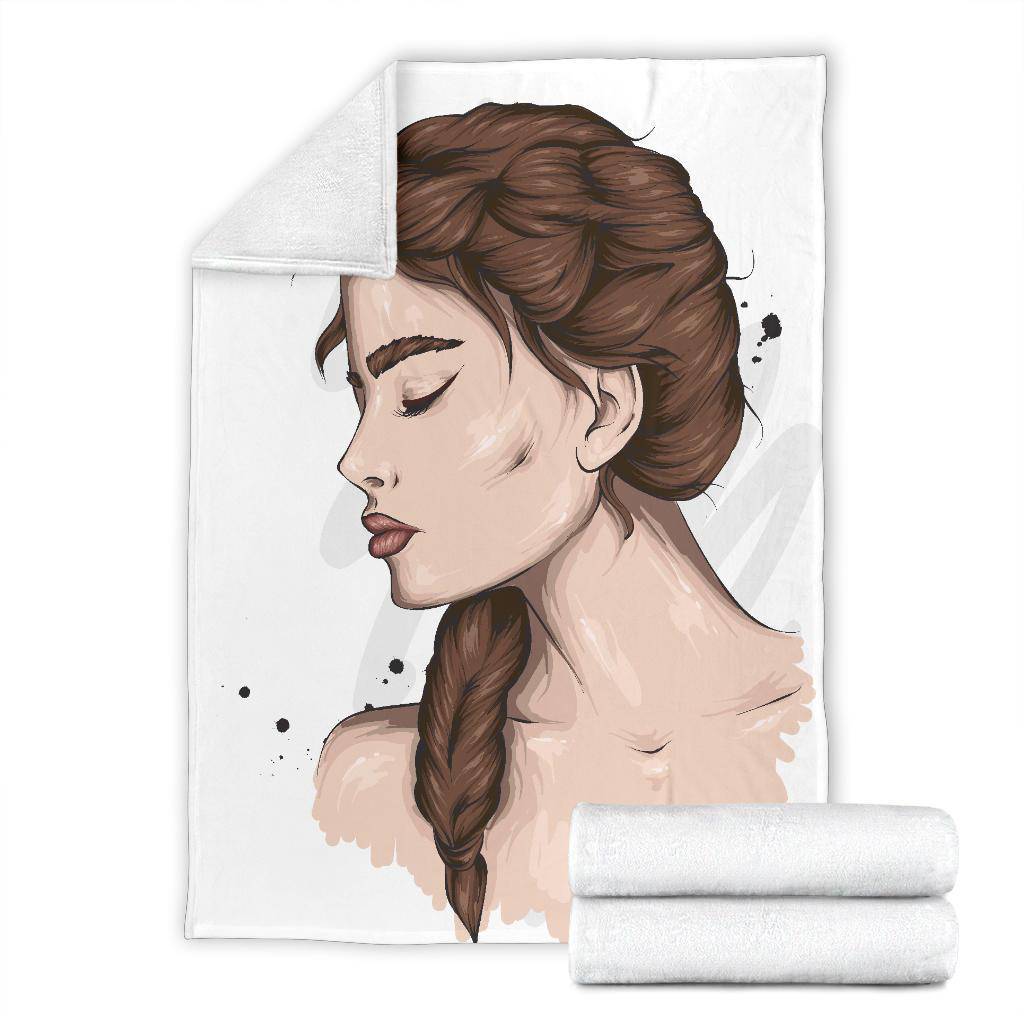 Beautiful Braid Girl Cartoon Premium Blanket - Top Content | POD Collection | Free Shipping