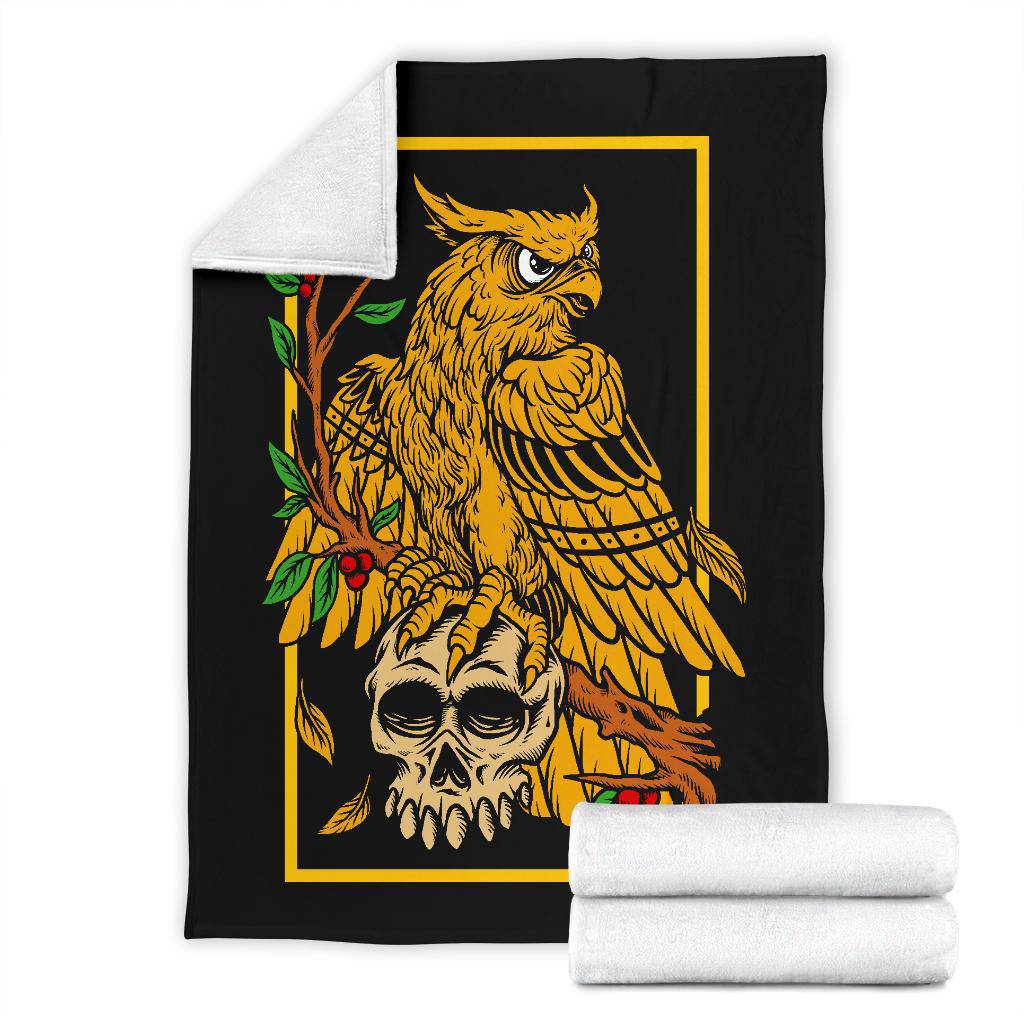 Hand Drawing Eagle Skull Head Illustration Premium Blanket - Top Content | POD Collection | Free Shipping