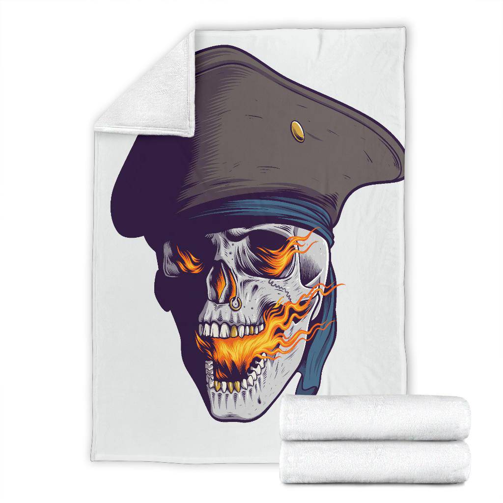 Fire Breathing Skull Pirate Art Premium Blanket - Top Content | POD Collection | Free Shipping