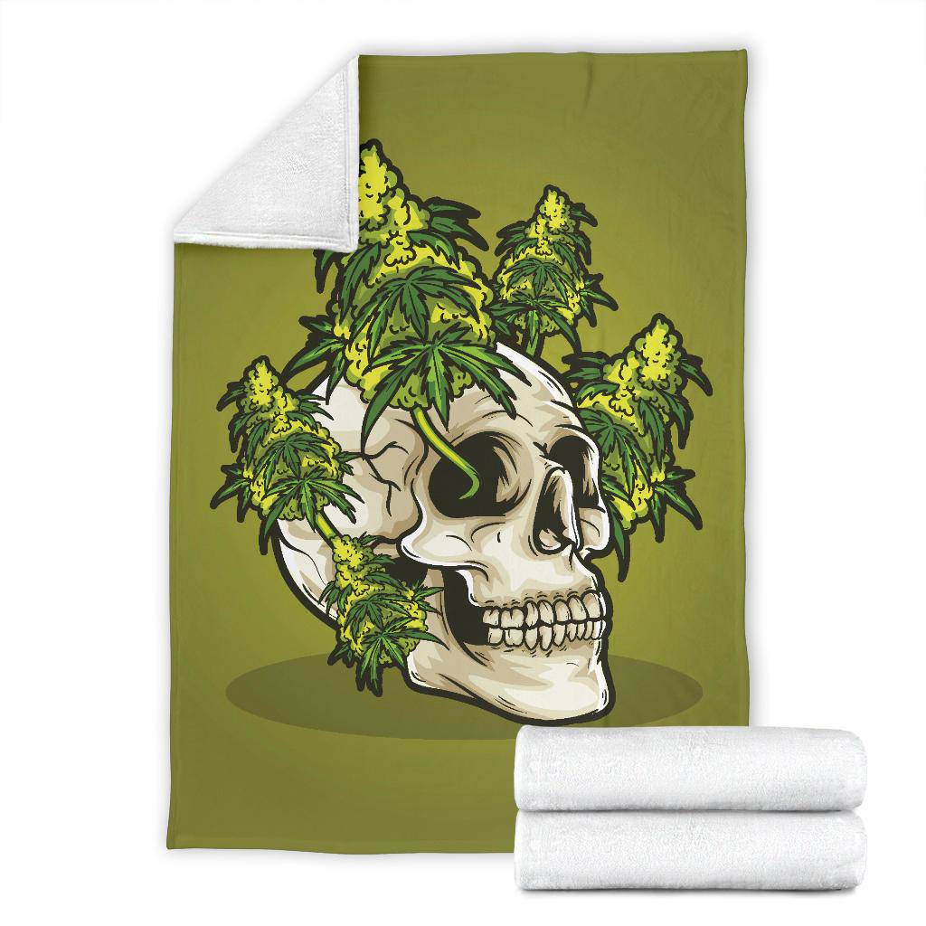 Skull Head Growing Cannabis Weed Plant Premium Blanket - Top Content | POD Collection | Free Shipping