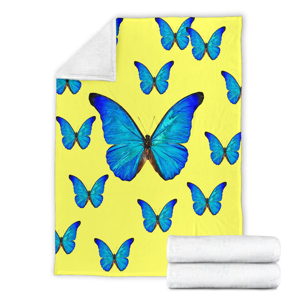 yellow with blue butterflies blanket - Top Content | POD Collection | Free Shipping