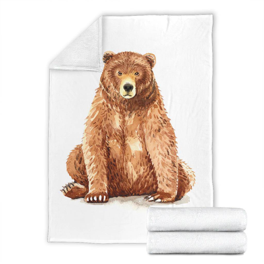 Watercolour Bear Painting Illustration, Cartoon Premium Blanket - Top Content | POD Collection | Free Shipping