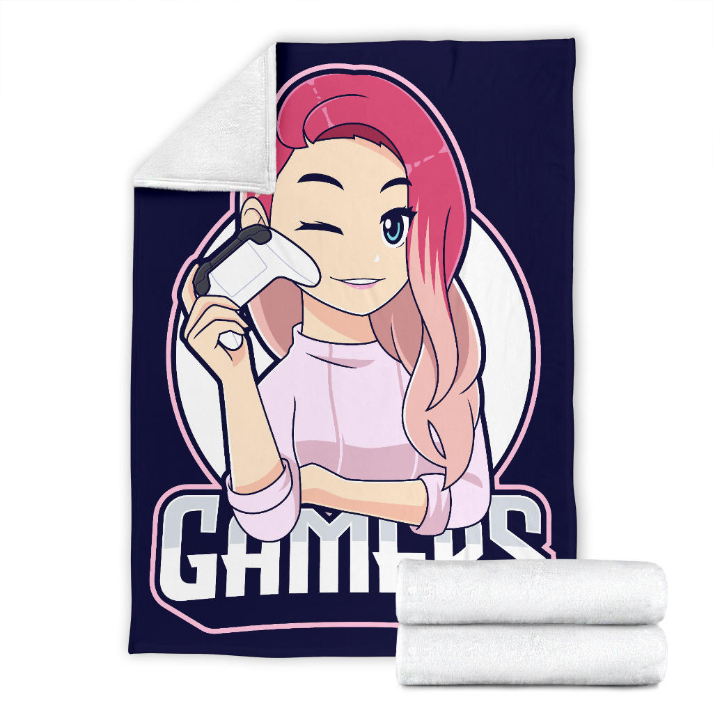 Pink Hair Girl Gamer Blanket