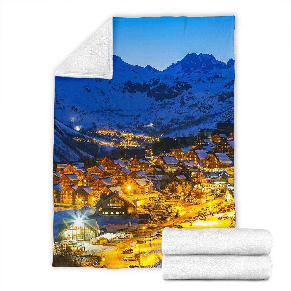 Winter Town France Travel Mountains Premium Blanket - Top Content | POD Collection | Free Shipping