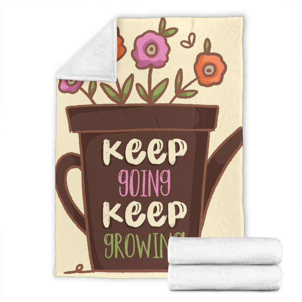 Keep Growing Love Plants Flowers Premium Blanket - Top Content | POD Collection | Free Shipping