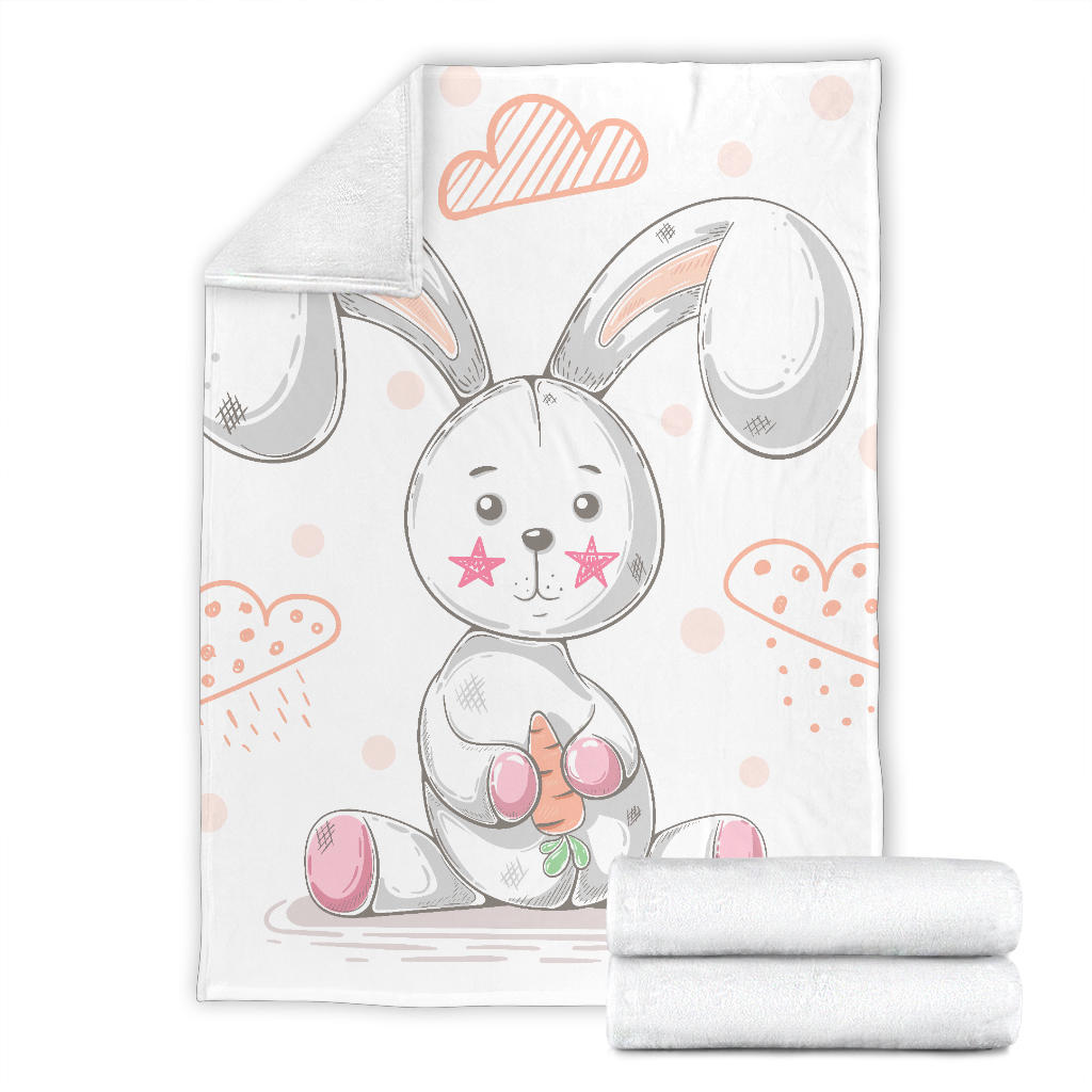 cute teddy rabbit cartoon illustration blanket - Top Content | POD Collection | Free Shipping