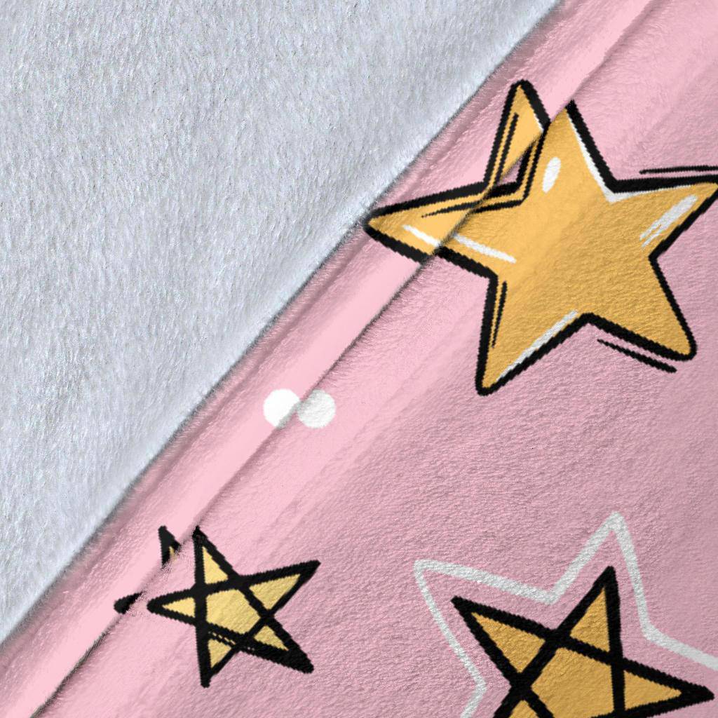 Hand Drawn Yellow Stars, Pink Seamless Pattern Premium Blanket - Top Content | POD Collection | Free Shipping