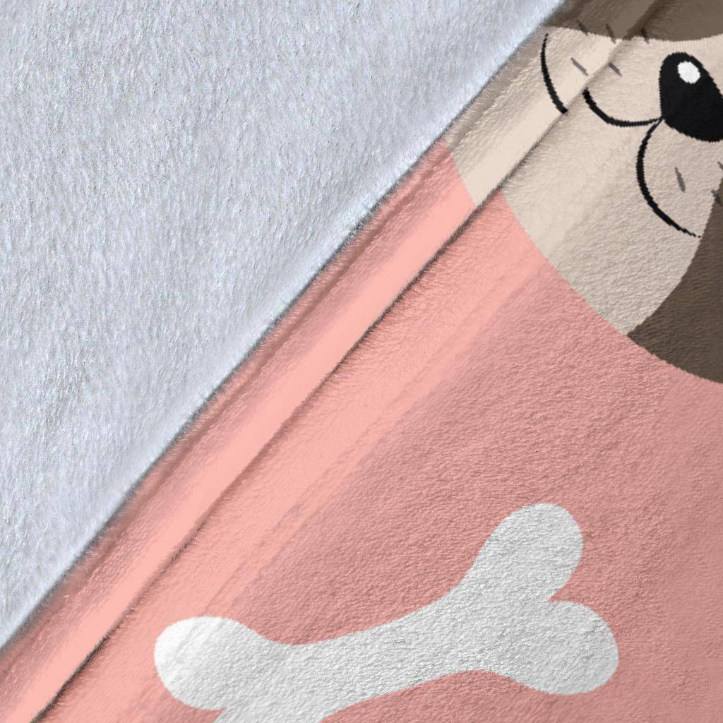 Cute Doggy Pink Background, Paws and Bones Cartoon Premium Blanket - Top Content | POD Collection | Free Shipping